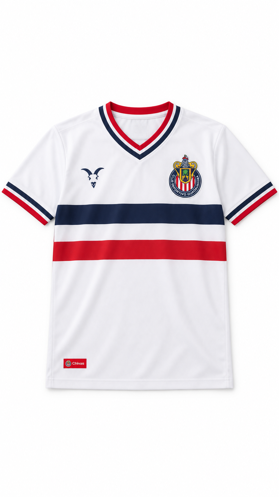 Playera Chivas – Blanca con Franjas Tricolor