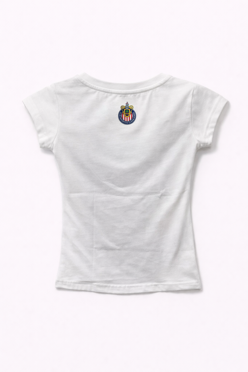 Playera Chivas Infantil Blanca con Rayas Rojas y Gráfico KE90