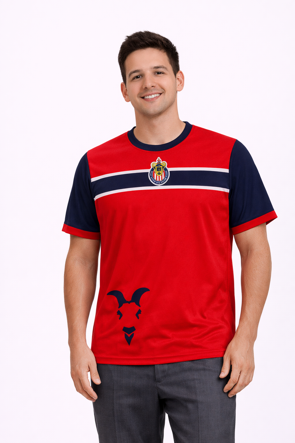 Playera Chivas Roja con Franja Azul CI103