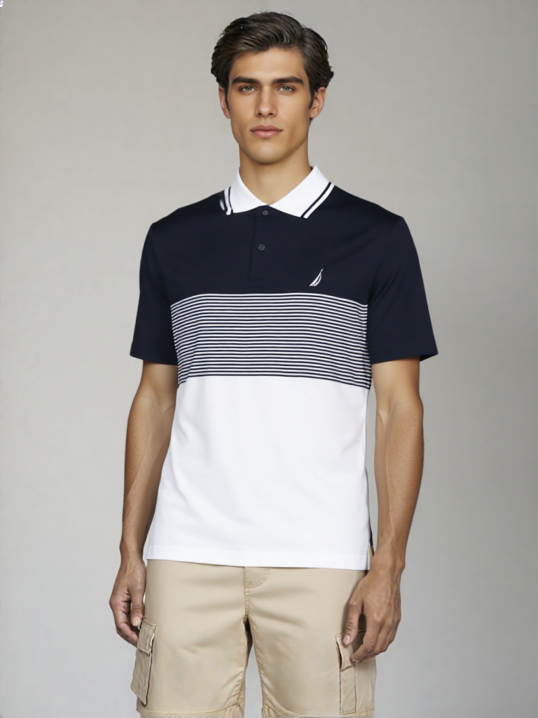 Playera Polo Nautica bicolor con franjas