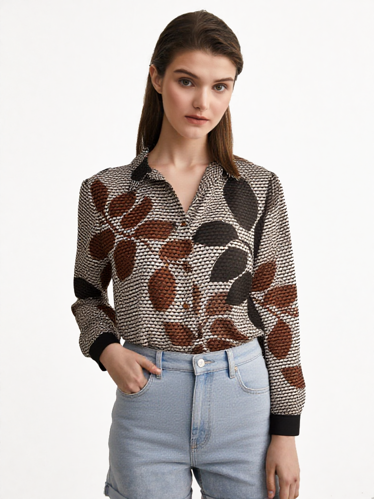Blusa estampada geométrica con hojas Foleys