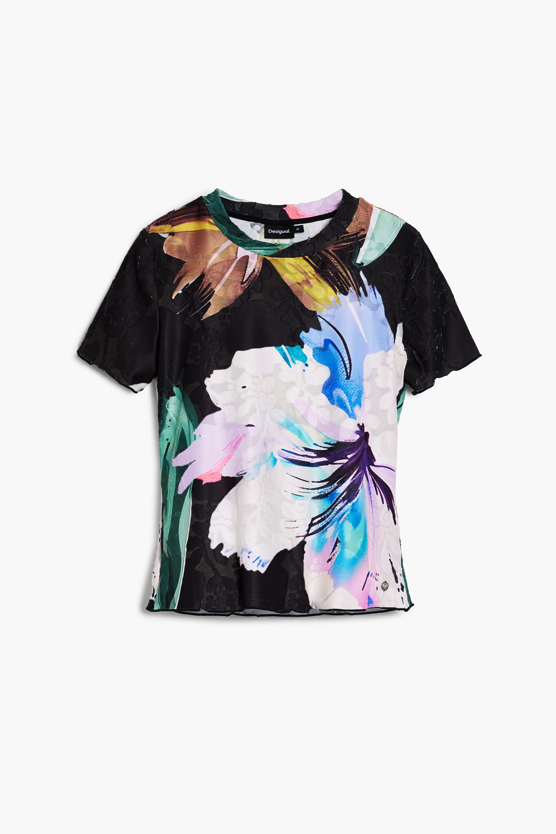 Blusa negra estampada floral multicolor Desigual