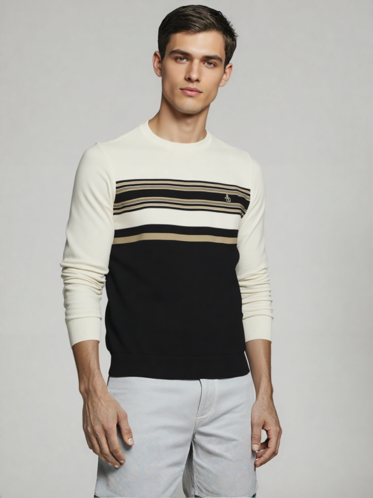 Suéter beige con franjas  Penguin