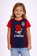 Playera Chivas Infantil Mascota Azul Marino con Puntos Rojos CI178