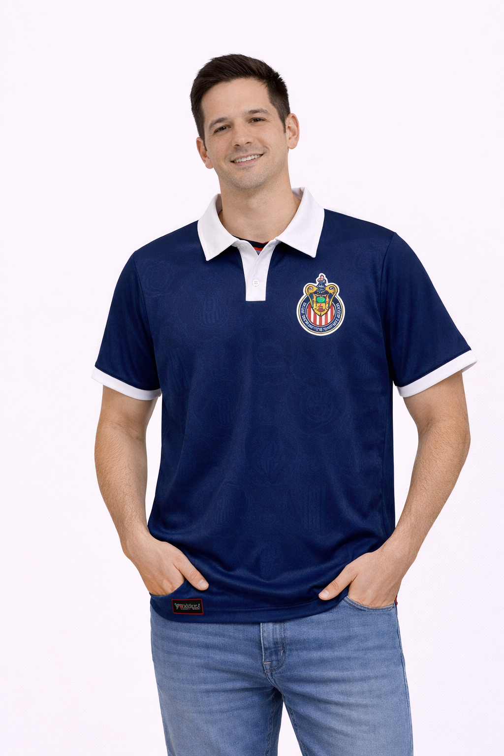 Polo Chivas Azul Marino con Escudo Bordado AW32