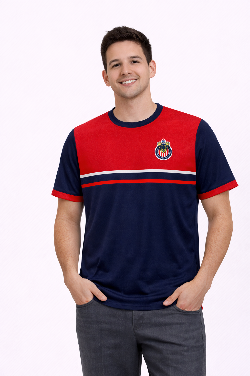 Playera Chivas Bicolor Roja y Azul Marino CI139