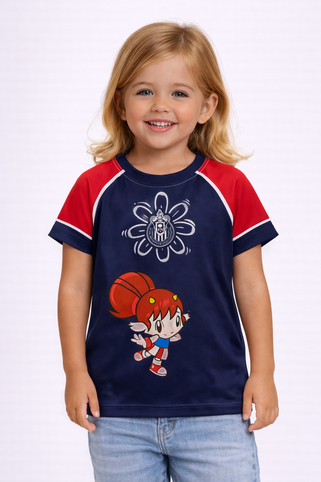 Playera Chivas Infantil Mascota Azul Marino Niña CI144