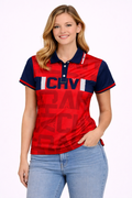 Playera Polo Mujer Chivas Roja Tipográfica CI167