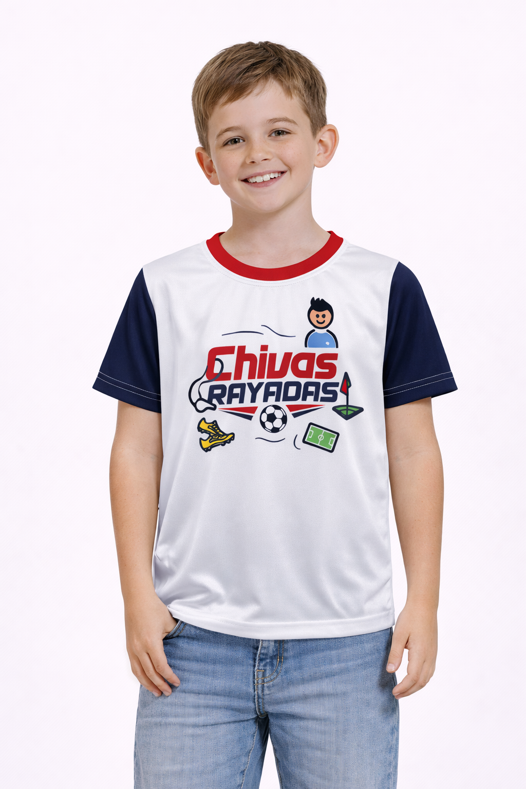 Playera Chivas Infantil Blanca con Gráficos Deportivos CI172