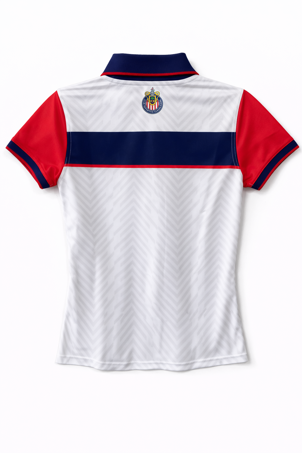 Playera Polo Mujer Chivas Blanca Franja Azul CI164