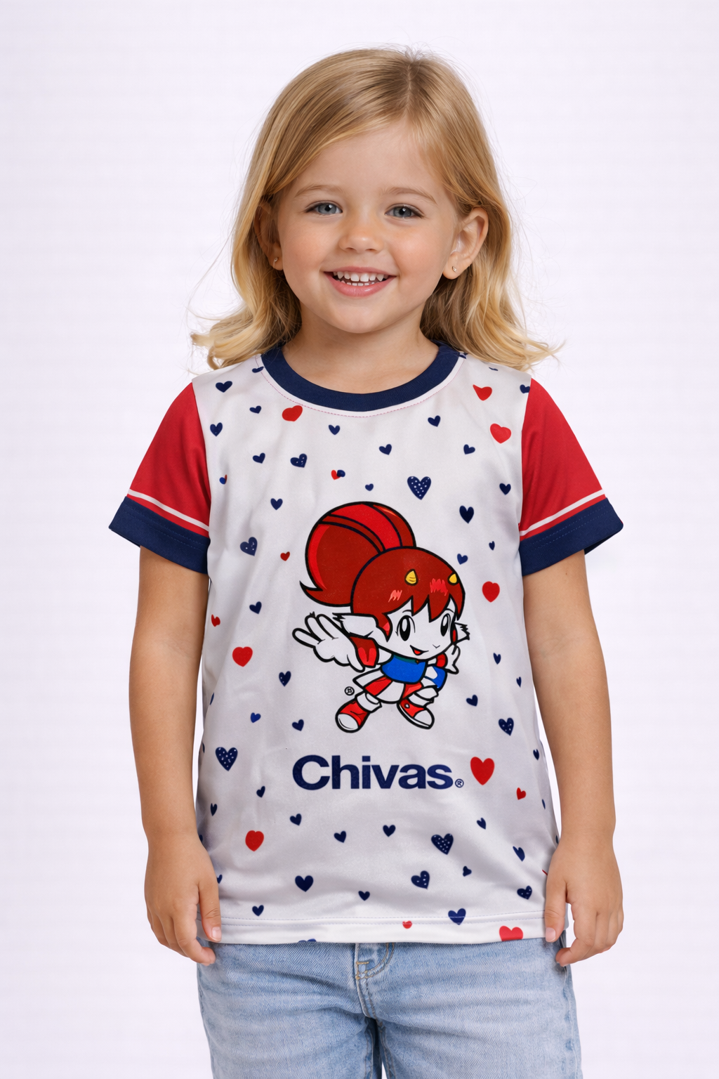 Playera Chivas Infantil Mascota Corazones CI118