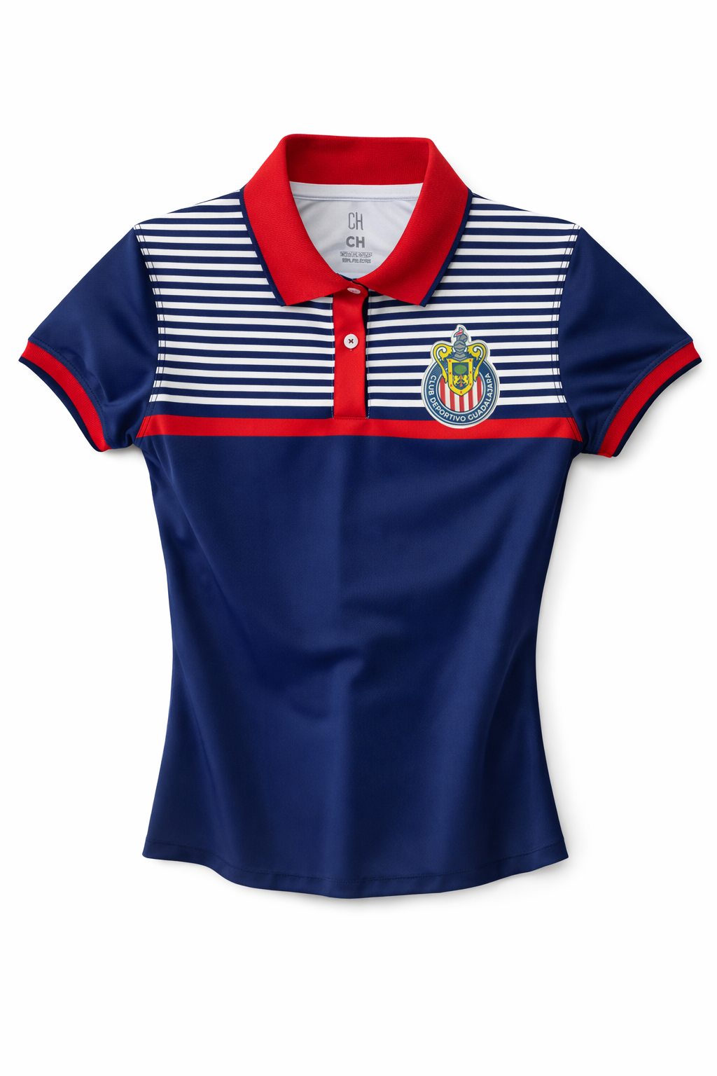 Playera Polo Mujer Chivas Azul Rayada CI140