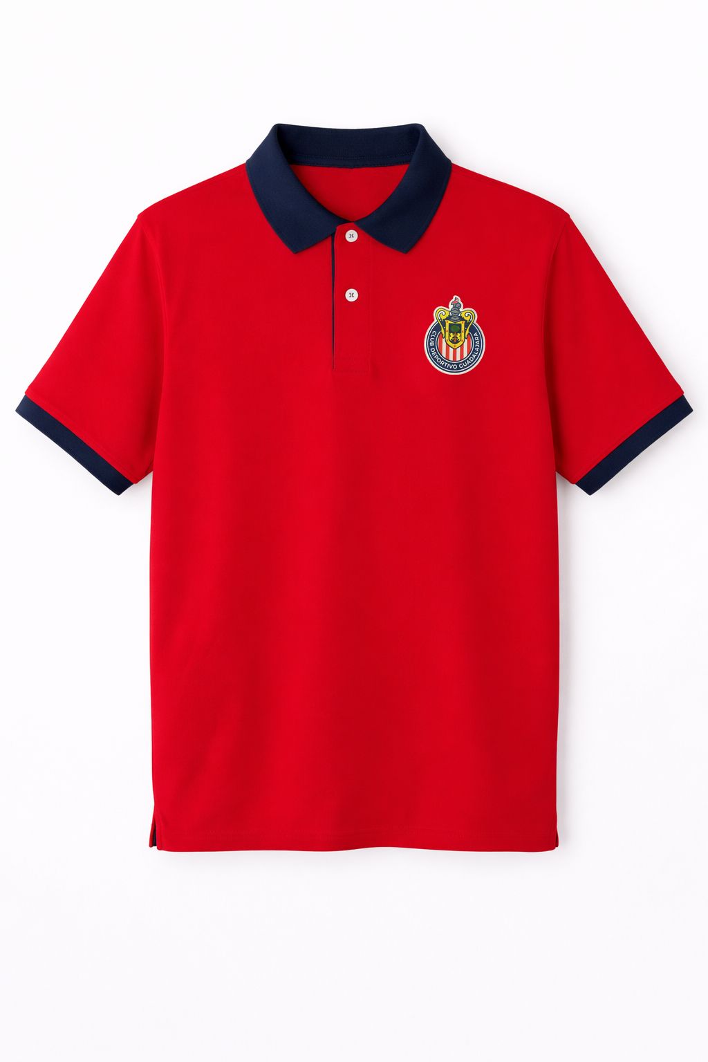 Playera Hombre Polo Chivas Roja Cuello Azul CI148