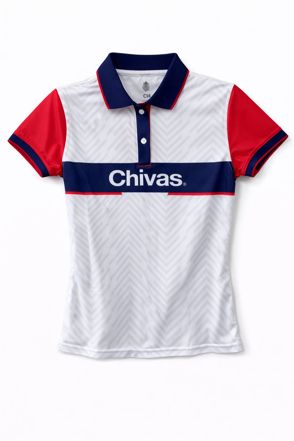 Playera Polo Mujer Chivas Blanca Franja Azul CI164