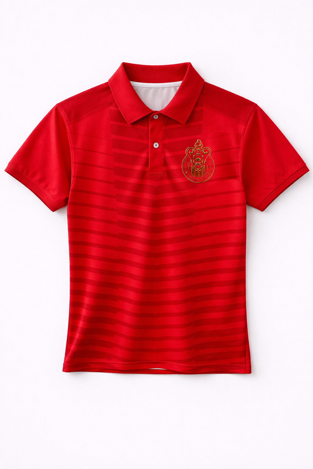 Playera Polo Hombre Chivas Roja con Escudo Dorado CI183