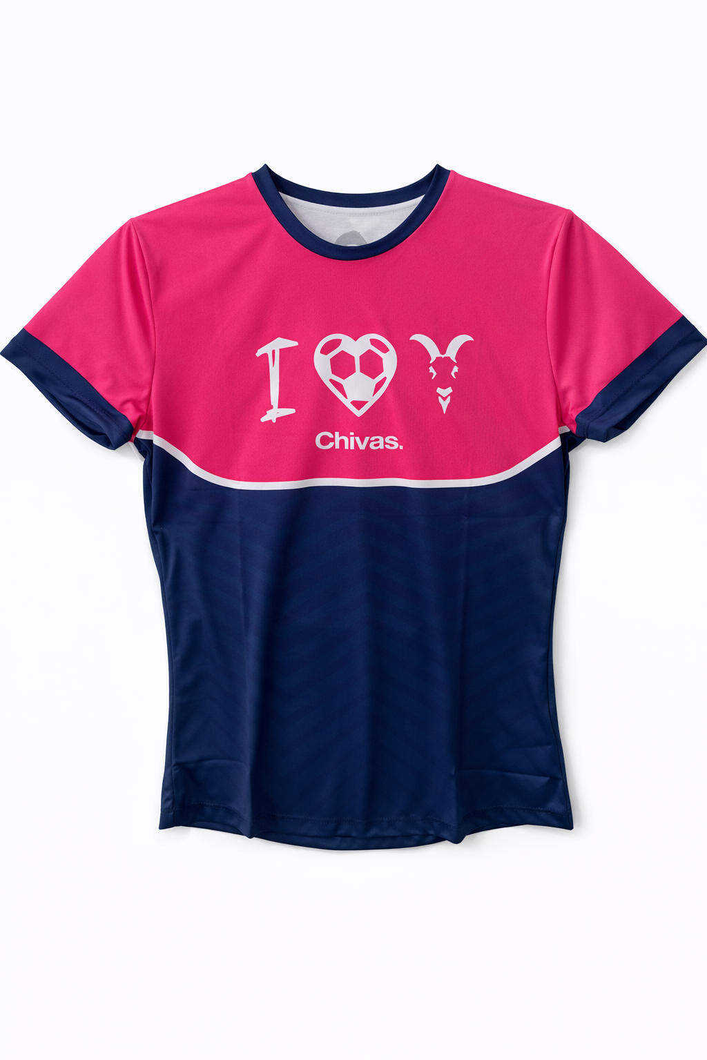 Playera Mujer Chivas Rosa y Azul “I Love Chivas” CI83
