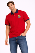 Playera Hombre Polo Chivas Roja Cuello Azul CI148