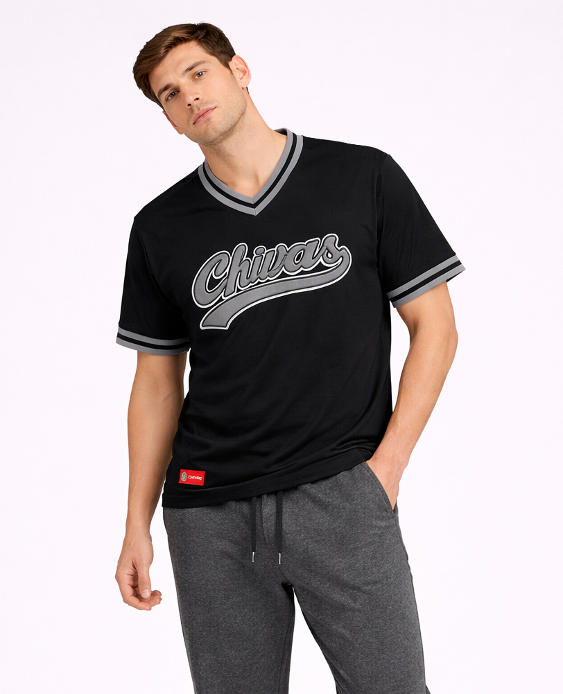 Playera Chivas Logo Beisbol Negra HG126