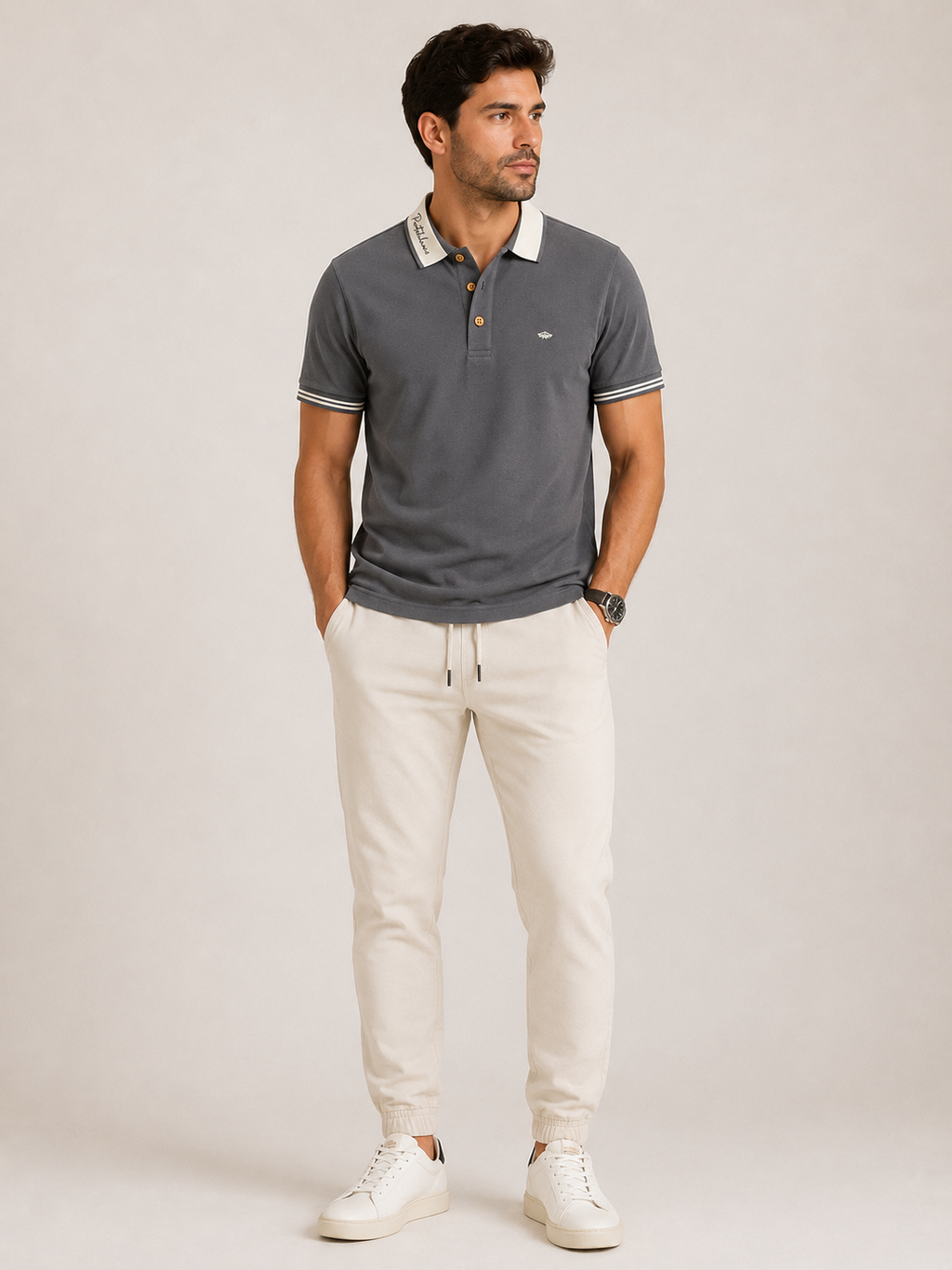 Polo Portoblanco Piqué Negra