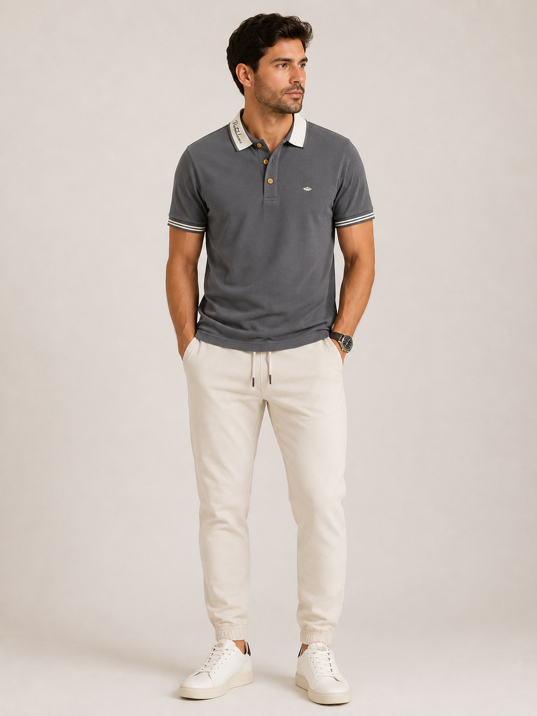 Polo Portoblanco Piqué Negra