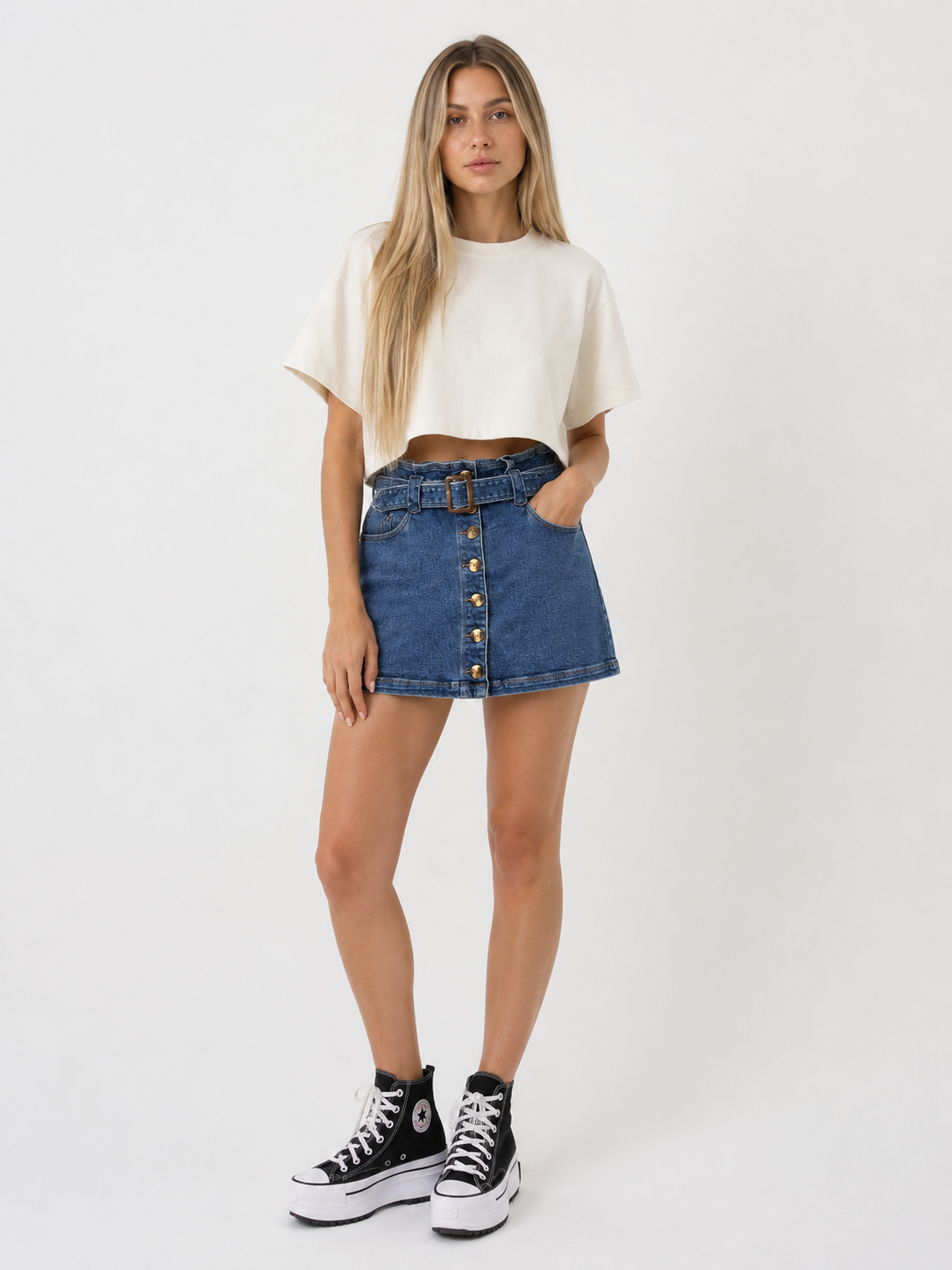 Falda Denim con Cinturón