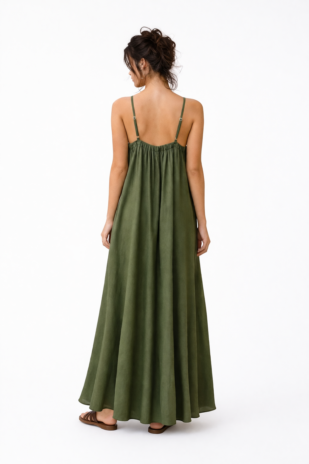 Vestido Largo de Lino Verde – Nina Petra