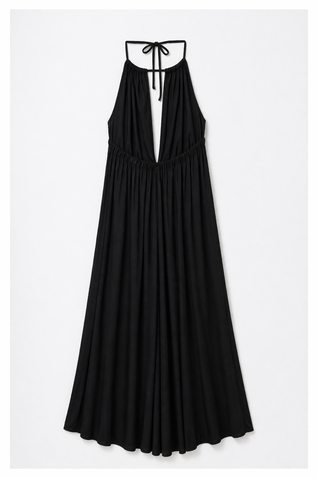 Vestido Largo Negro de Lino  – Nina Petra