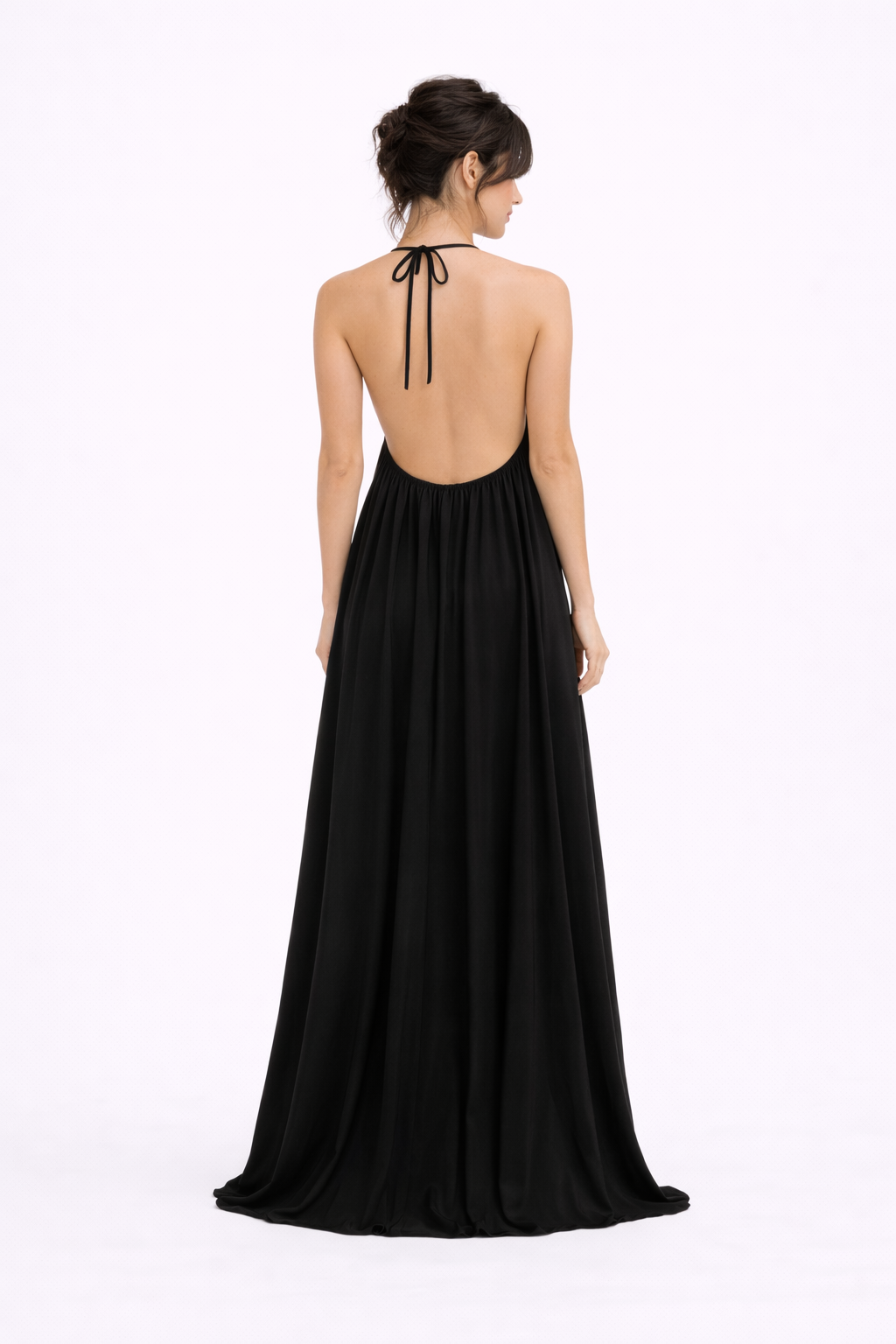 Vestido Largo Negro de Lino  – Nina Petra