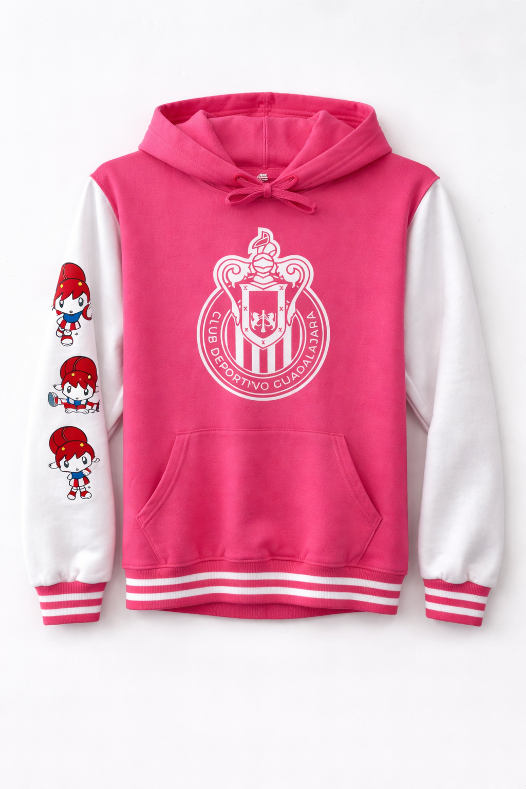 Sudadera Mujer Chivas Rosa con Gorro HG108