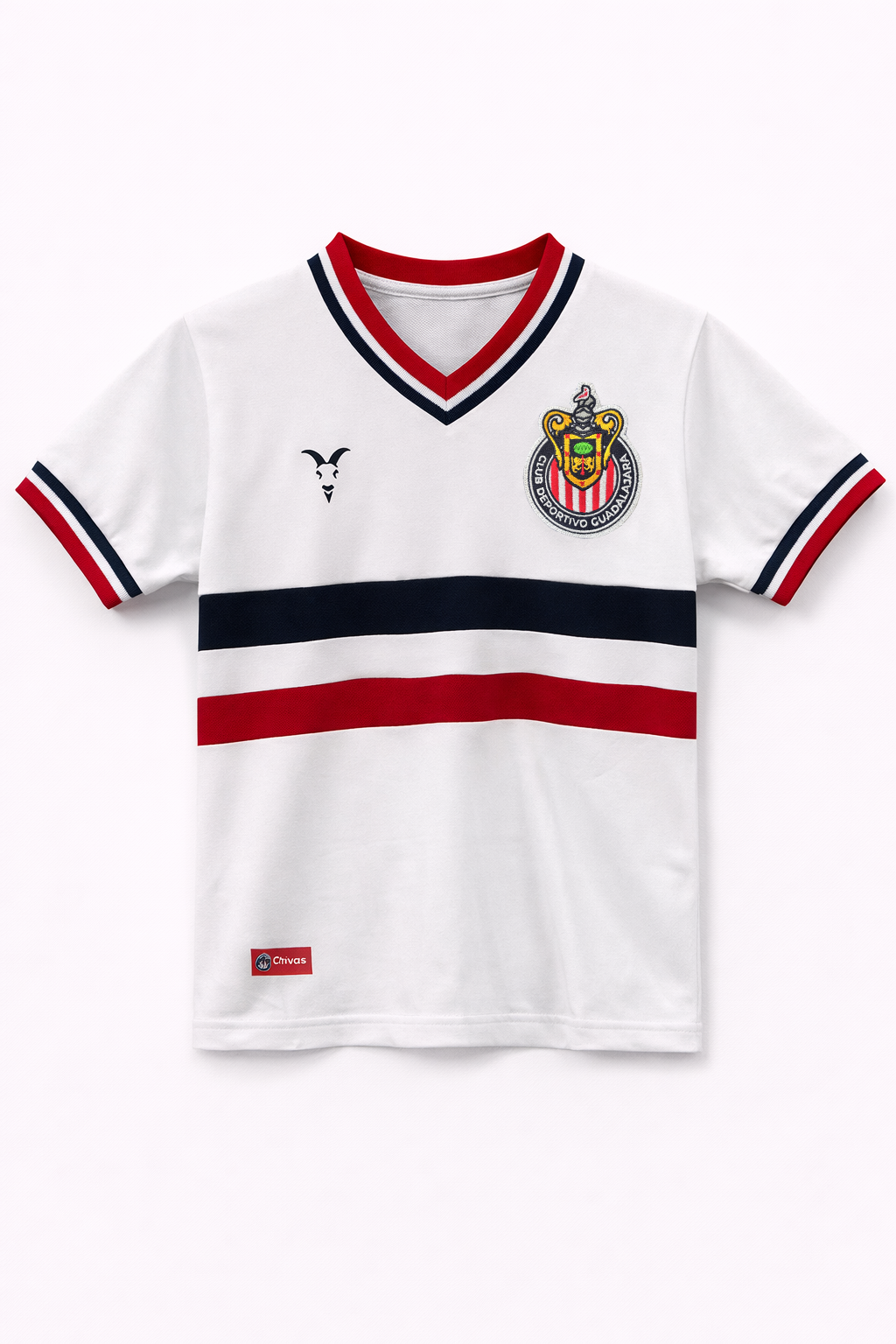 Playera Chivas Blanca con Cuello V y Franjas CHI HG20
