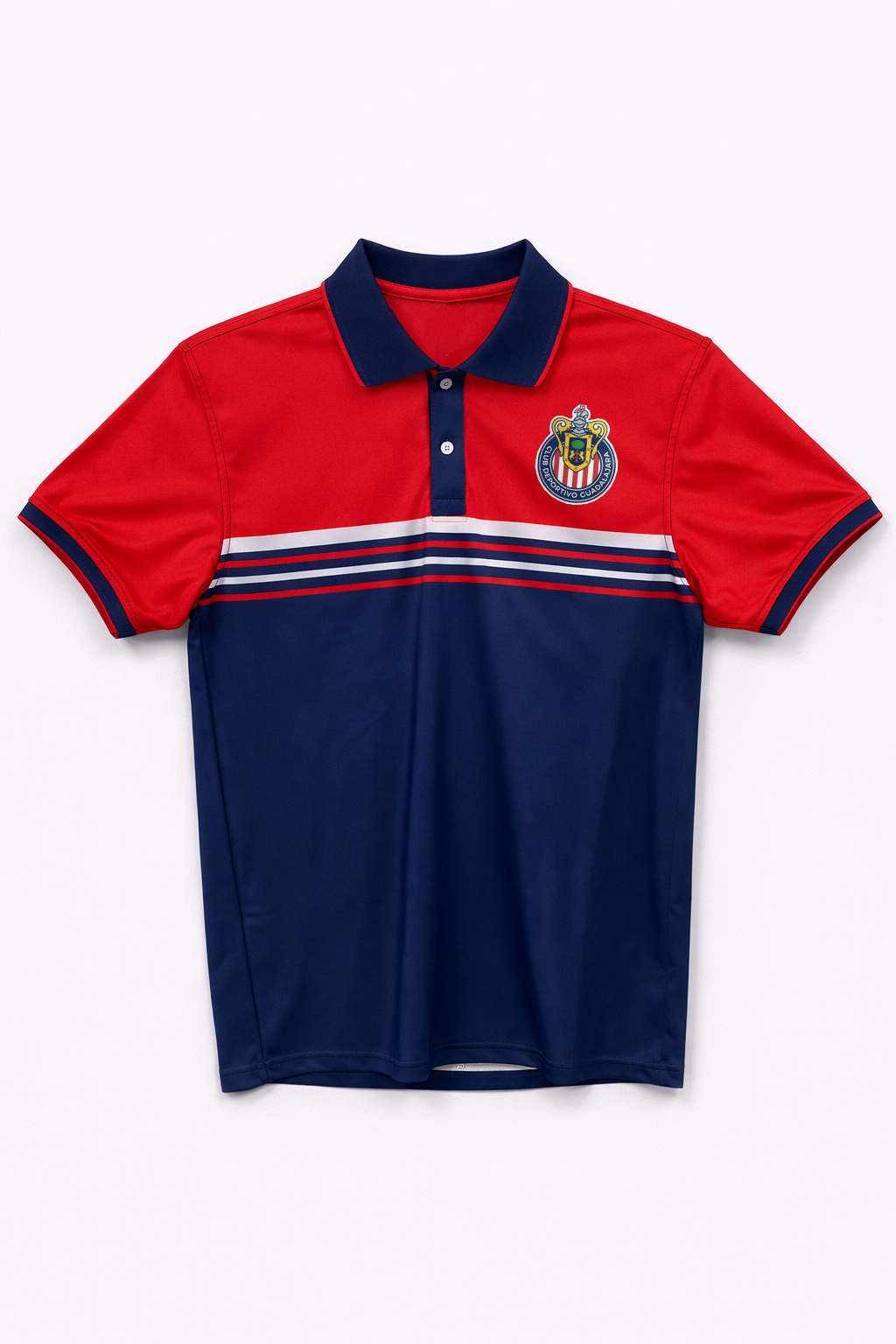 Playera Polo Chivas Rojo y Azul Marino CI137
