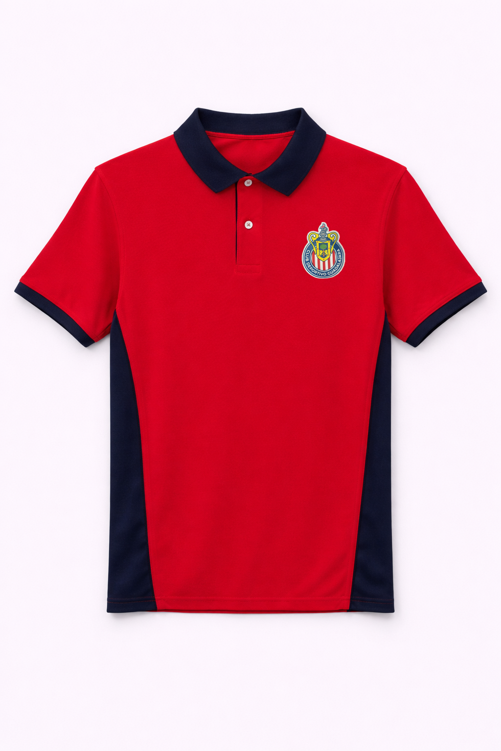 Playera Polo Chivas Roja y Azul con Escudo CI152