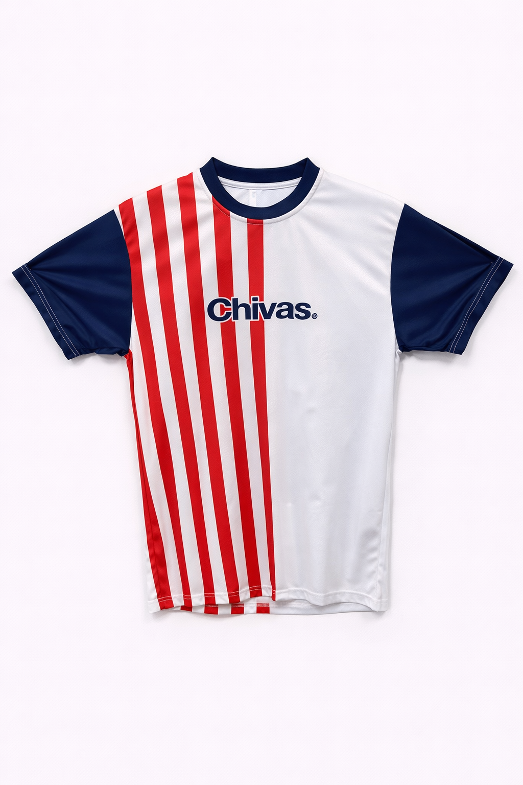 Playera Chivas Rayas Verticales Blanco y Rojo CI161