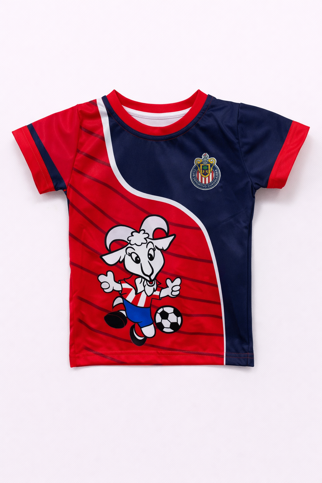 Playera Chivas Infantil Azul y Roja con Mascota CI177