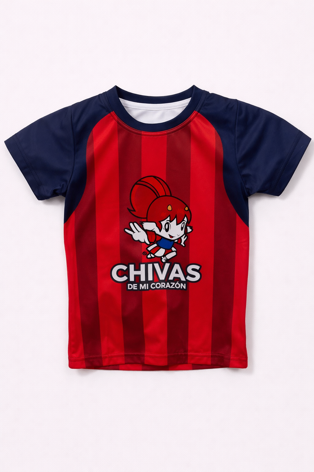 Playera Chivas Infantil “De Mi Corazón” Rayada Roja CI179