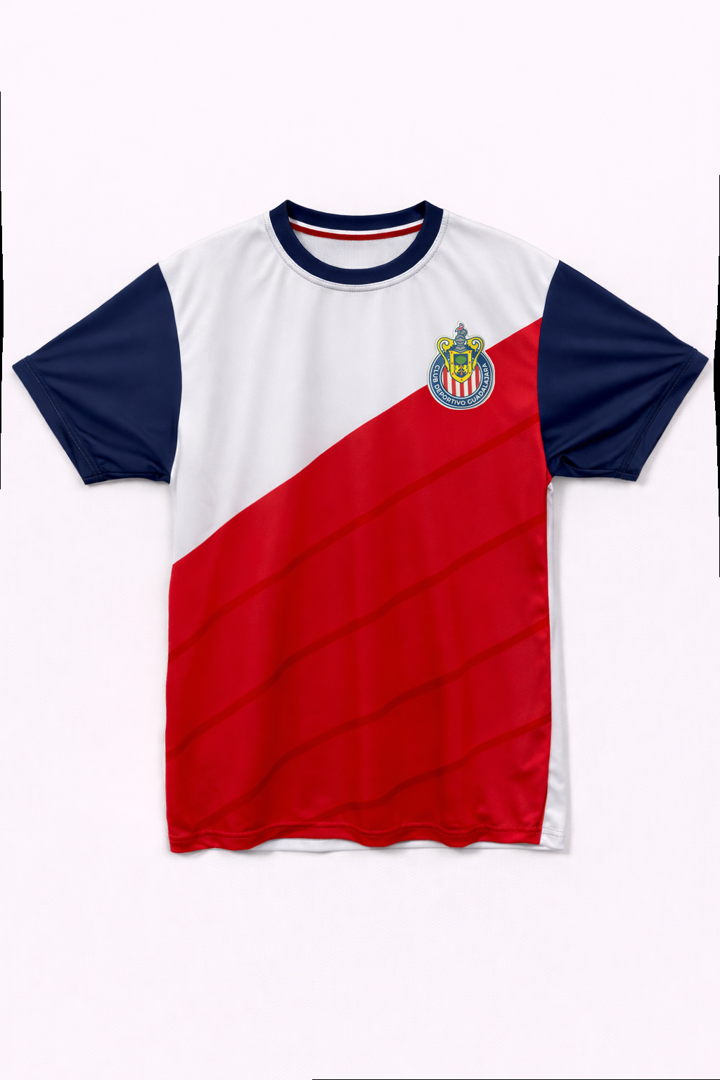Playera Chivas Blanca y Roja con Manga Azul CI85