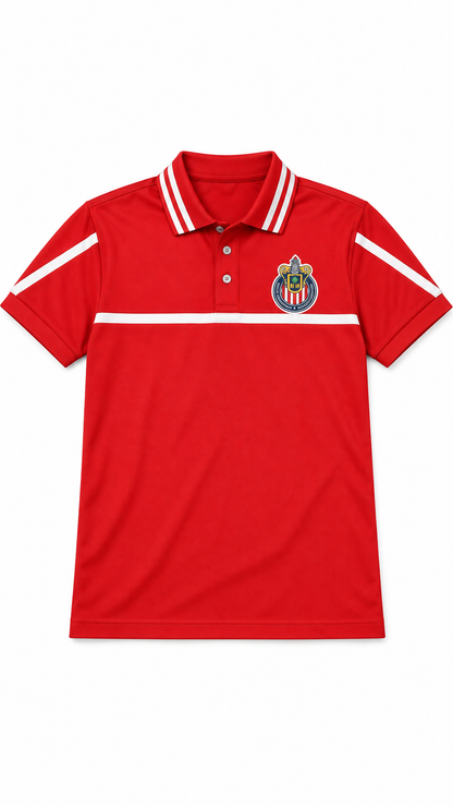 Polo Deportiva Chivas – Roja con Detalles Blancos