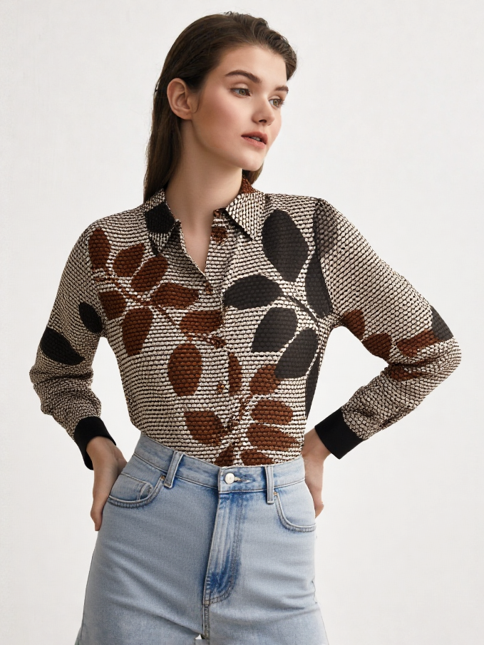 Blusa estampada geométrica con hojas Foleys