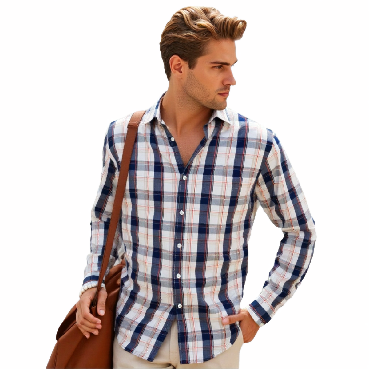 Camisa Soul & Blues de cuadros azul, blanco y rojo