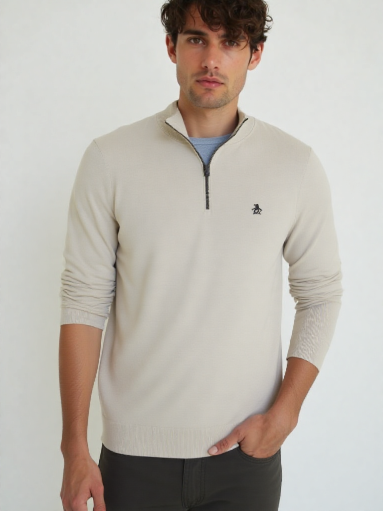 Suéter beige medio cierre Penguin