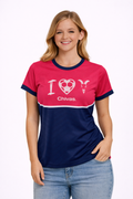 Playera Mujer Chivas Rosa y Azul “I Love Chivas” CI83