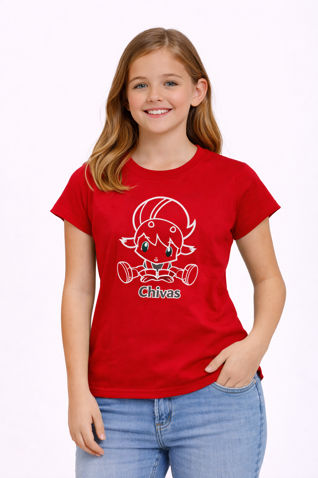 Playera Chivas Infantil Roja Mascota KE88