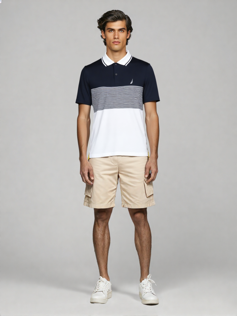 Playera Polo Nautica bicolor con franjas