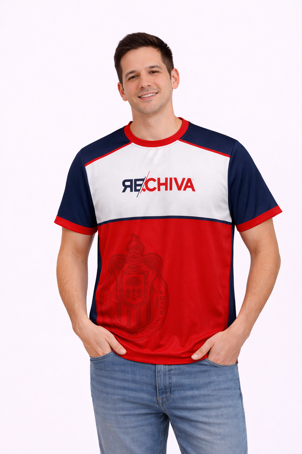 Playera Chivas Re/Chiva Roja, Blanca y Azul CI104
