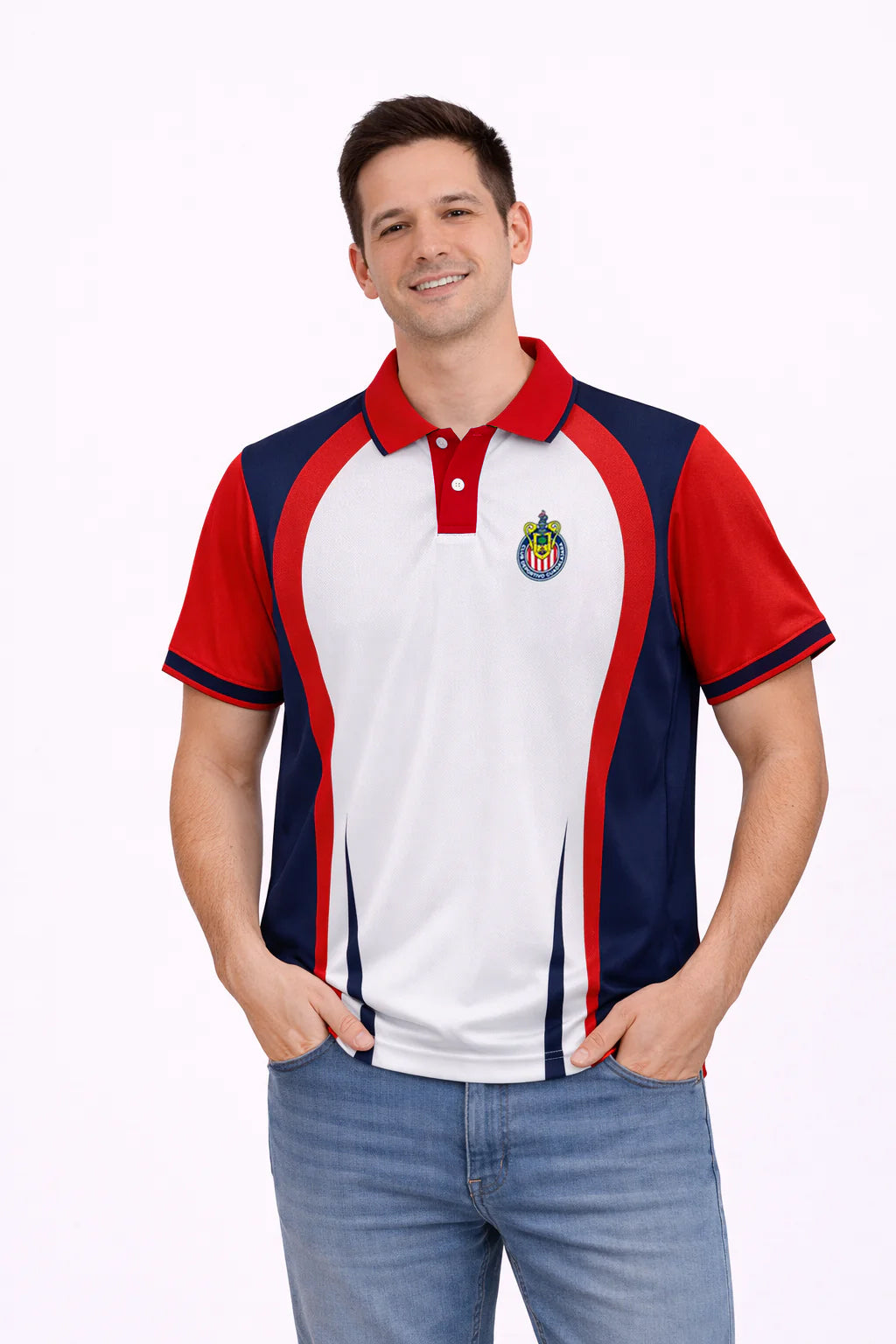 Playera Polo Chivas Tricolor Curvas CI98