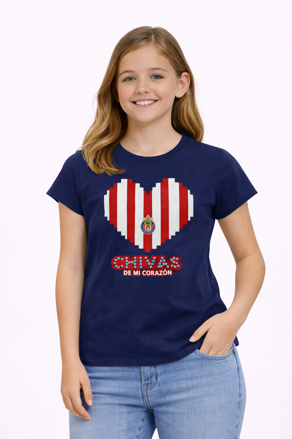 Playera Chivas Infantil Azul Marino “De Mi Corazón” KE87