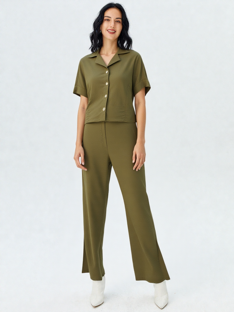 Blusa verde Olivo camisera manga corta Stop